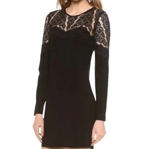 Diane Von Furstenberg Black Dress Luxury Goth Party Event Lace Detail Size 4